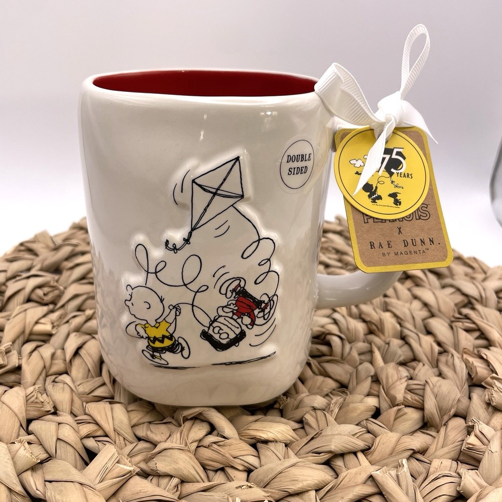 NEW Rae Dunn Peanuts CHARLIE BROWN & MARCIE /"EVERYTHING SEEMS FINE" 3D 18oz Mug